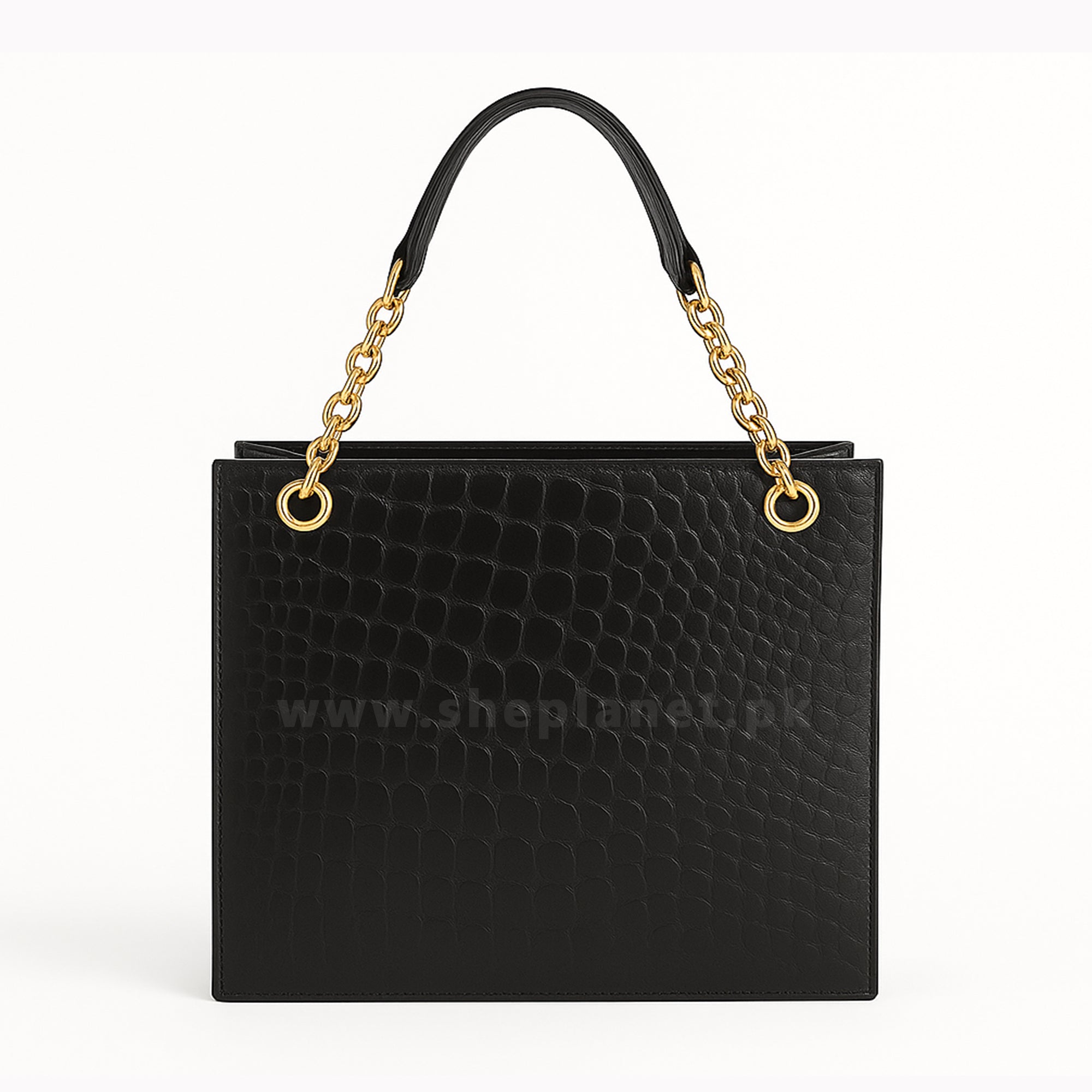 Croco Tote Black