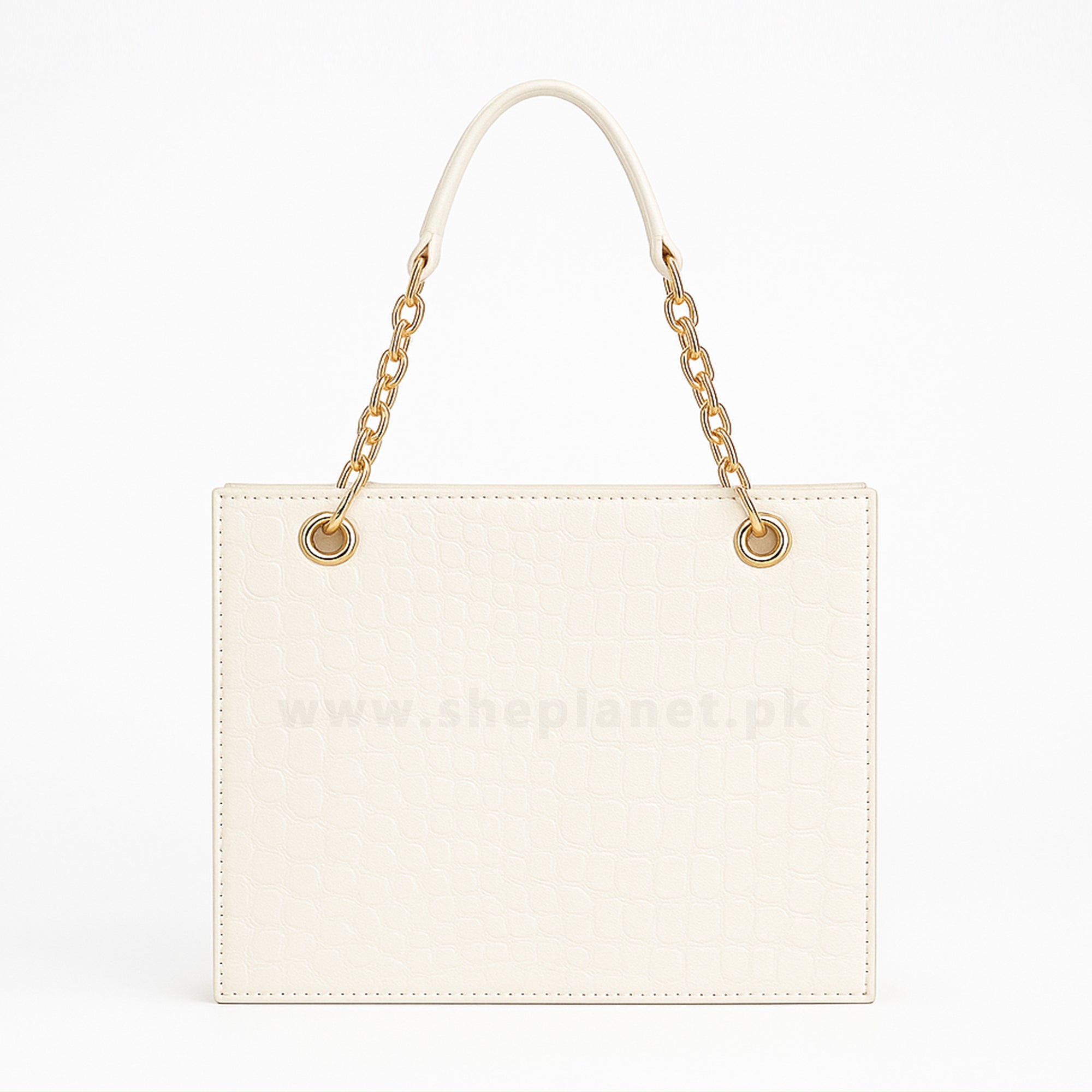 Croco Tote White